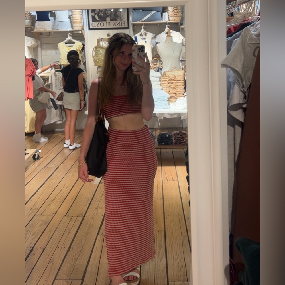 Free People Red and White Striped Maxi Skirt and Tank SET - Picture 8 of 8